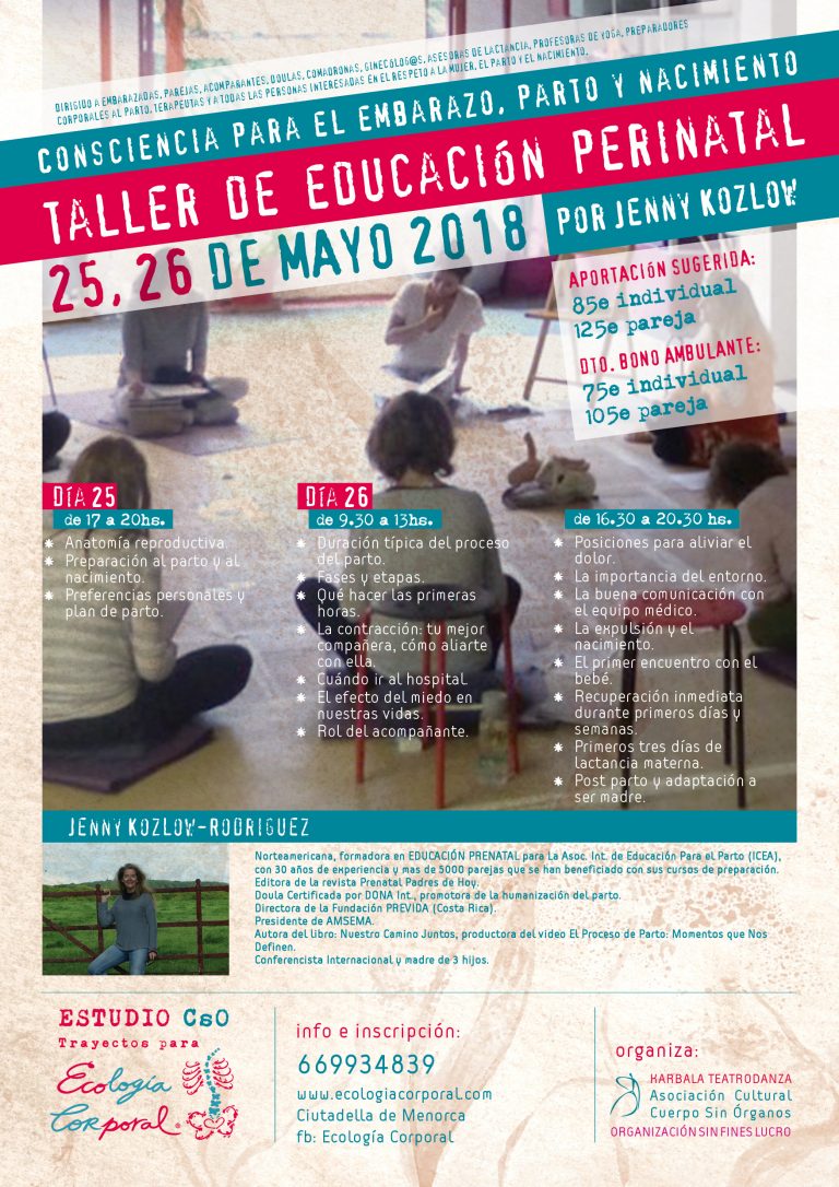 25 y 26 de mayo 2018 Taller de Educación Perinatal